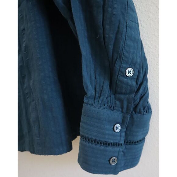 Joie Women's Sz XL Dark Teal Fano Button Front Long Sleeve Blouse - Picture 7 of 10